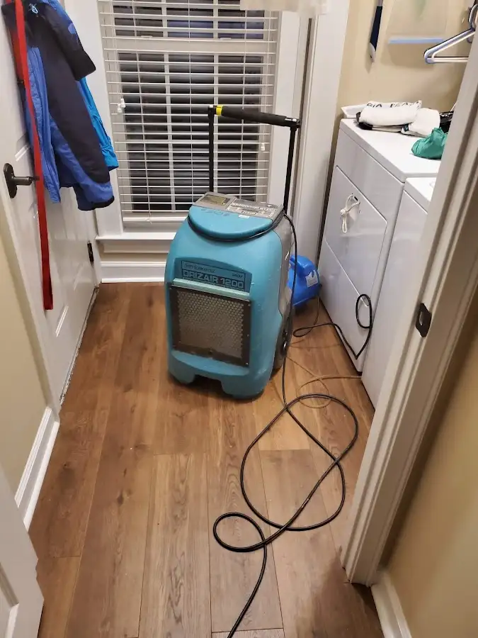 Commercial dehumidifier deployed for Flood Damage Cleanup in Oakton